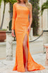 Chic Split Front One-shoulder Beading Floor-Length Prom Dress GJS453